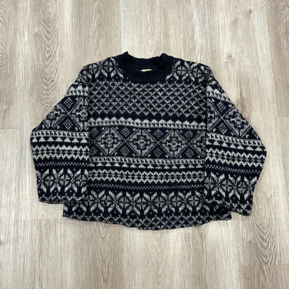 Vintage 90s Abercrombie & Fitch "The Big Sweater" Cropped Wool Sweater Sz L